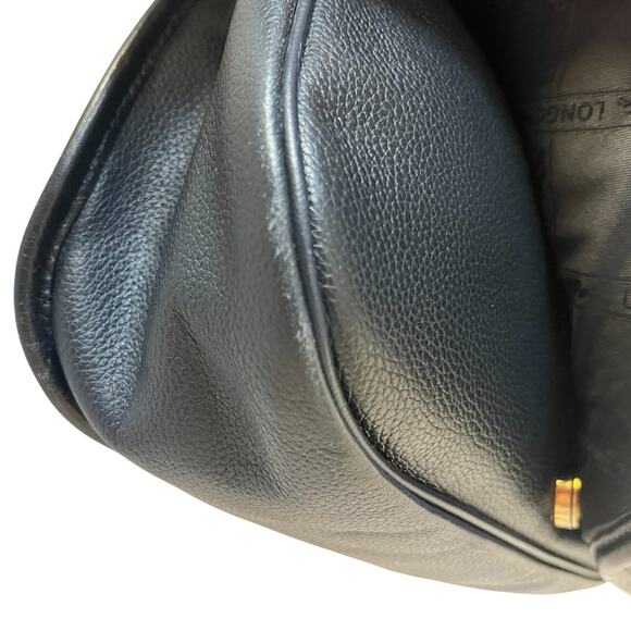 Longchamp Le Foulonné Navy Pebbled Leather Convertible Crossbody Bag Y2K Vintage - Picture 7 of 12